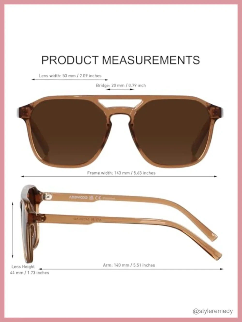 Polarized Aviator Sunglasses Square Frame UV400 Protection